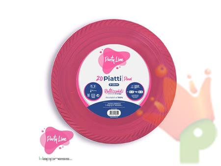 PIATTI PIANI IN PLASTICA FUCSIA 22 CM 20 PZ