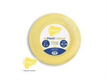 PIATTI PIANI IN PLASTICA GIALLI 22 CM 20 PZ