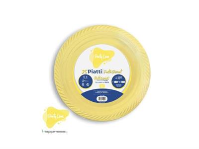 PIATTI PIANI IN PLASTICA GIALLI 22 CM 20 PZ