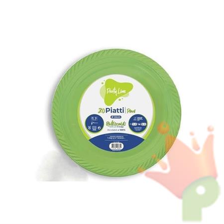 PIATTI PIANI IN PLASTICA VERDE 22 CM 20 PZ