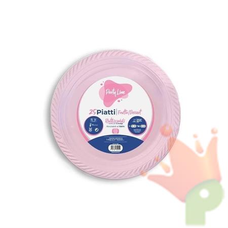 PIATTI DESSERT IN PLASTICA ROSA 25 PZ