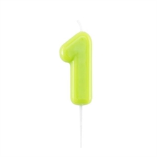 CANDELINA NUMERO 1 GLOSSY VERDE LIME CON PICK 10,5 CM