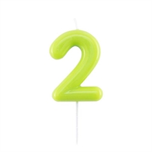 CANDELINA NUMERO 2 GLOSSY VERDE LIME CON PICK 10,5 CM