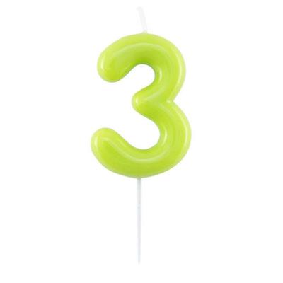 CANDELINA NUMERO 3 GLOSSY VERDE LIME CON PICK 10,5 CM