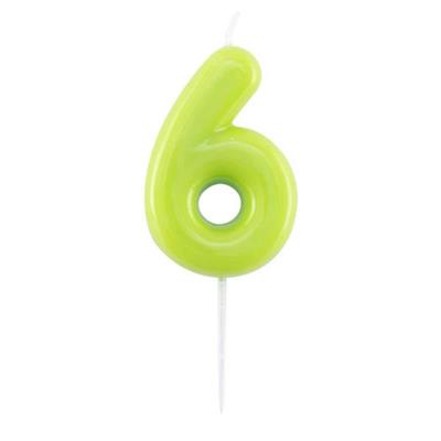 CANDELINA NUMERO 6 GLOSSY VERDE LIME CON PICK 10,5 CM