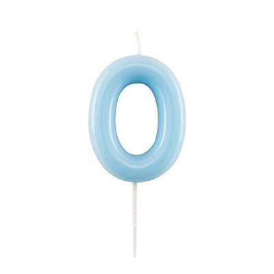 CANDELINA NUMERO 0 GLOSSY AZZURRO CON PICK 10,5 CM