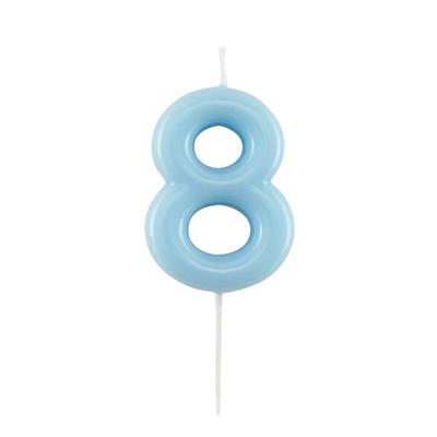 CANDELINA NUMERO 8 GLOSSY AZZURRO CON PICK 10,5 CM