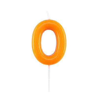 CANDELINA NUMERO 0 GLOSSY ARANCIO CON PICK 10,5 CM