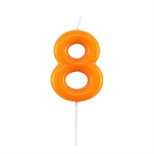 CANDELINA NUMERO 8 GLOSSY ARANCIO CON PICK 10,5 CM