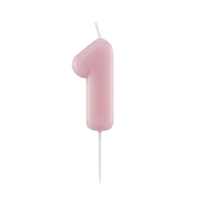 CANDELINA NUMERO 1 GLOSSY ROSA C0N PICK 10,5 CM