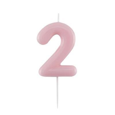 CANDELINA NUMERO 2 GLOSSY ROSA CON PICK 10,5 CM