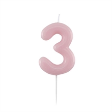 CANDELINA NUMERO 3 GLOSSY ROSA CON PICK 10,5 CM