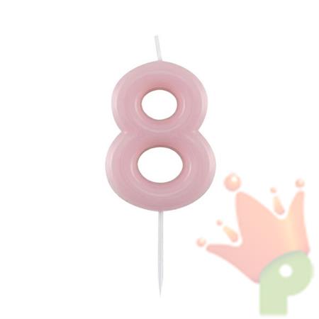 CANDELINA NUMERO 8 GLOSSY ROSA CON PICK 10,5 CM