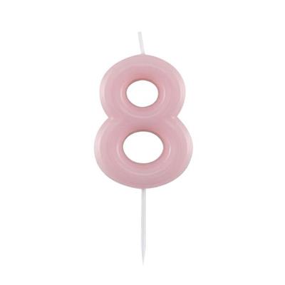 CANDELINA NUMERO 8 GLOSSY ROSA CON PICK 10,5 CM