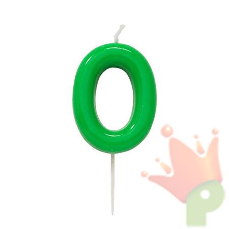 CANDELINA NUMERO 0 GLOSSY VERDE CON PICK 10,5 CM