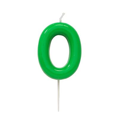 CANDELINA NUMERO 0 GLOSSY VERDE CON PICK 10,5 CM