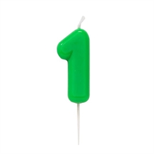 CANDELINA NUMERO 1 GLOSSY VERDE CON PICK 10,5 CM