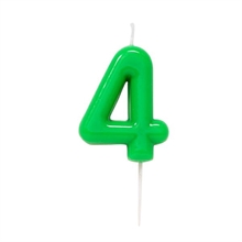 CANDELINA NUMERO 4 GLOSSY VERDE CON PICK 10,5 CM