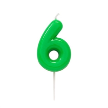 CANDELINA NUMERO 6 GLOSSY VERDE CON PICK 10,5 CM