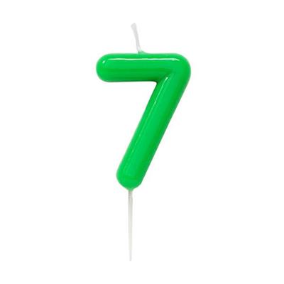 CANDELINA NUMERO 7 GLOSSY VERDE CON PICK 10,5 CM