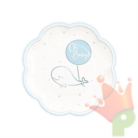 PIATTI IN CARTA NASCITA BAMBINO OH BABY 20 CM 8 PZ