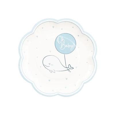 PIATTI IN CARTA NASCITA BAMBINO OH BABY 20 CM 8 PZ