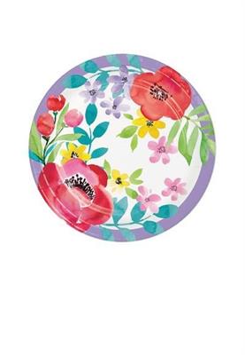 PIATTI FIORI PRIMAVERILI PAPAVERI 8 PZ 18 CM