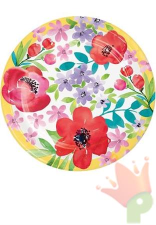 PIATTI FIORI PRIMAVERILI PAPAVERI 8 PZ 23 CM