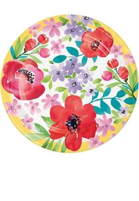 PIATTI FIORI PRIMAVERILI PAPAVERI 8 PZ 23 CM