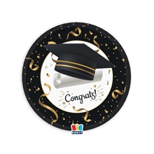 PIATTI LAUREA NERO ORO GRADUATION 6 PZ 18 CM