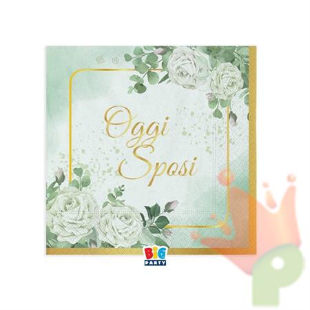 TOVAGLIOLI MATRIMONIO OGGI SPOSI EUCALIPTO 16 PZ 25X25 CM