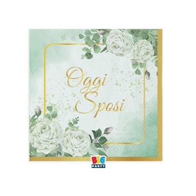 TOVAGLIOLI MATRIMONIO OGGI SPOSI EUCALIPTO 16 PZ 25X25 CM