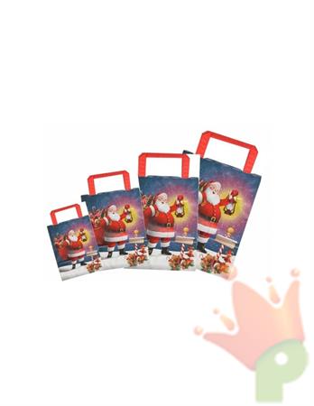 BUSTA IN CARTA BABBO NATALE 27+12X37 CM MANICO PIATTO