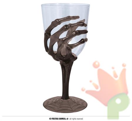 CALICE VINO CON MANO DI SCHELETRO 18.5 CM