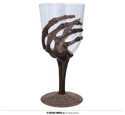 CALICE VINO CON MANO DI SCHELETRO 18.5 CM