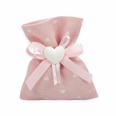 SACCHETTI COTONE CON CUORICINI ROSA 10PZ