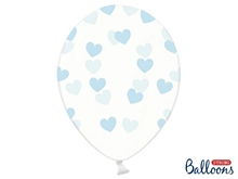 PALLONCINI 12INCH TRASPARENTE CUORI CELESTE 6PZ