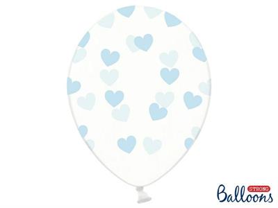 PALLONCINI 12INCH TRASPARENTE CUORI CELESTE 6PZ