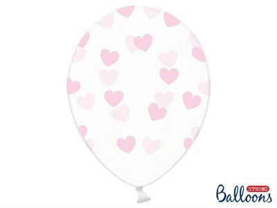 PALLONCINI 12INCH TRASPARENTE CUORI ROSA 6PZ