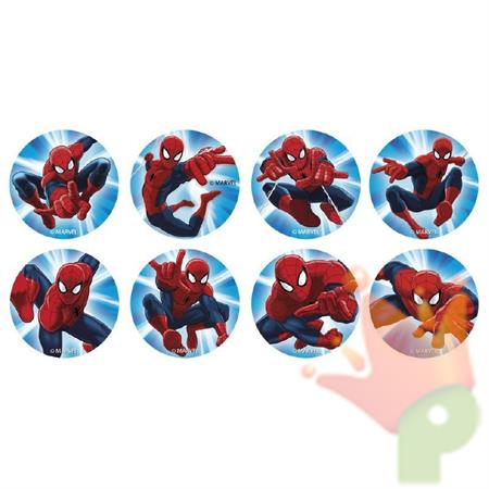 DISCHETTI IN ZUCCHERO PER CUPCAKES D. 3,4CM SPIDERMAN 16PZ