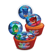 DISCHETTI IN ZUCCHERO PER CUPCAKES D. 3,4CM PJ MASK 16PZ