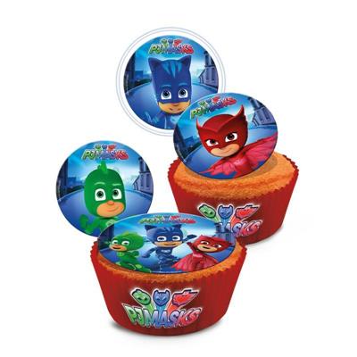 DISCHETTI IN ZUCCHERO PER CUPCAKES D. 3,4CM PJ MASK 16PZ