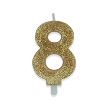 CANDELINA NUMERO 8 DI CERA SWEETY ORO GLITTER