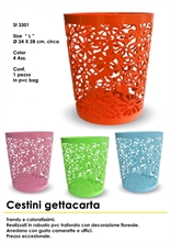 CESTINO PLASTICA FIORI D.24X28CM 4 COLORI ASSORTITI