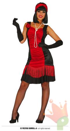 COSTUME CHARLESTON ROSSO E NERO ADULTA TAGLIA L 42 44