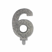 CANDELINA NUMERO 0 CERA SWEETY ARGENTO GLITTER