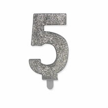 CANDELINA NUMERO 5 CERA SWEETY ARGENTO GLITTER