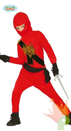 COSTUME NINJA ROSSO TG. 7-9 ANNI D17