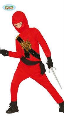 COSTUME NINJA ROSSO TG. 7-9 ANNI D17