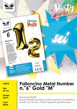 PALLONCINO MYLAR NUMERO 6 MEDIO ORO 35CM